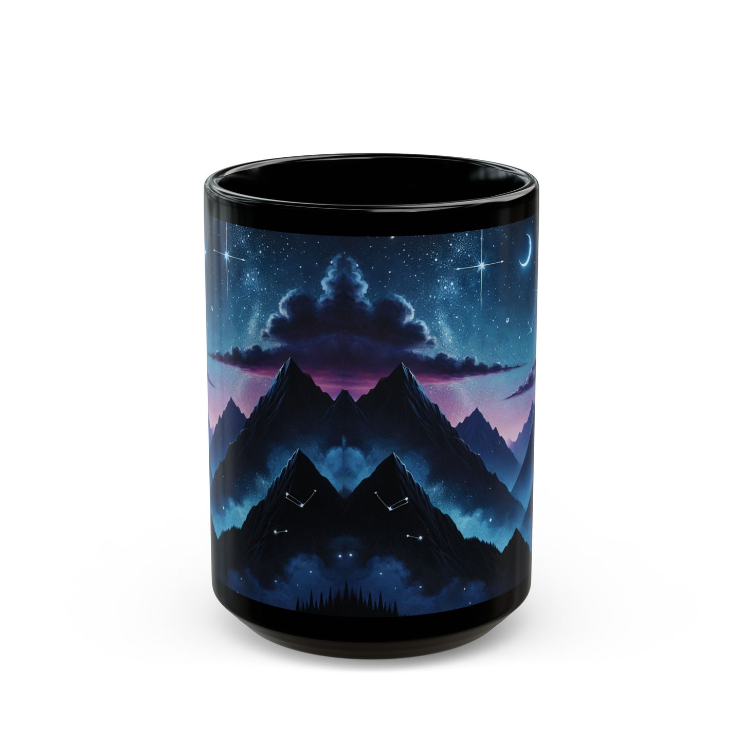 Celestial Night Court Mug – Mystical Mountain and Starry Sky Design (11oz, 15oz)