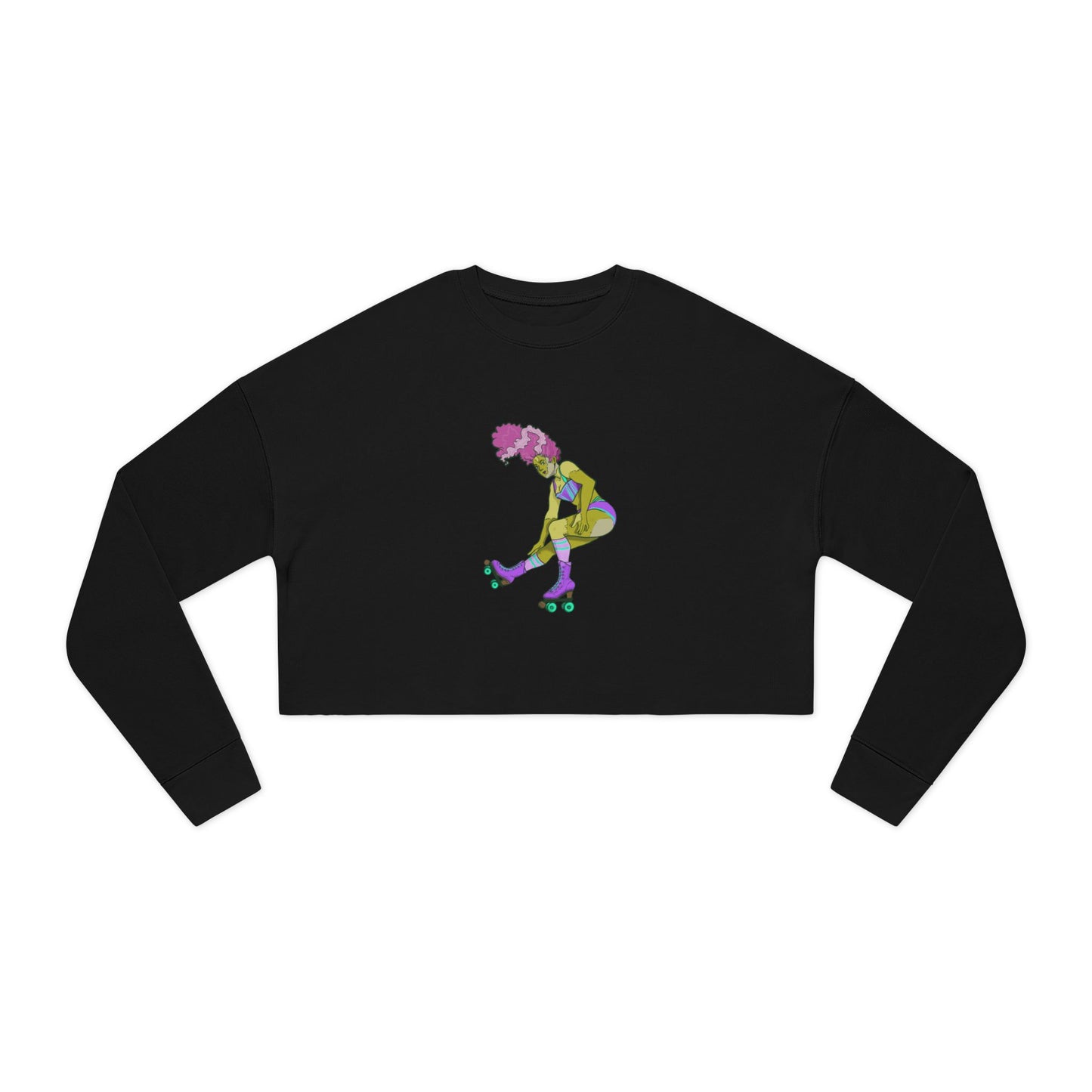 Fierce Frankenstein Roller Girl Cropped Sweatshirt