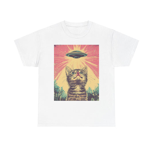 Retro UFO Cat Graphic Unisex Tee