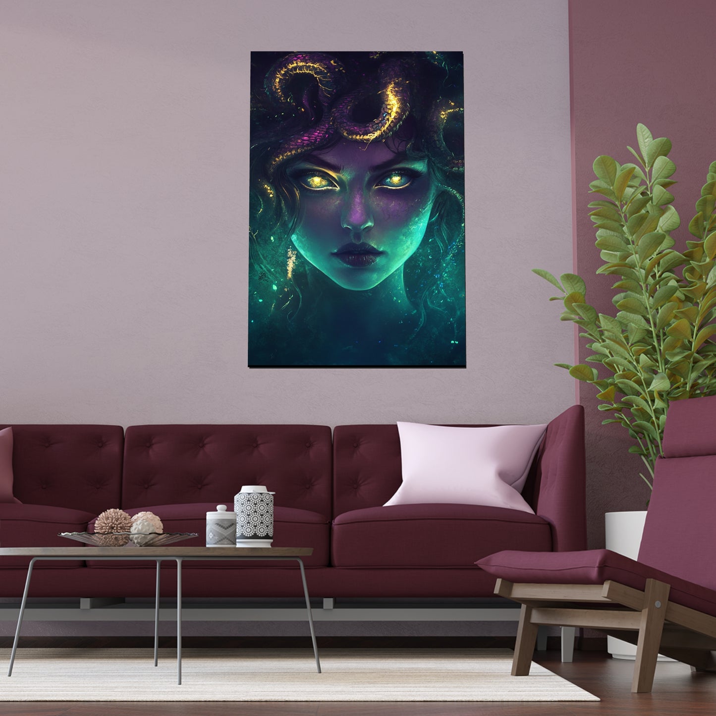 Cosmic Medusa Silk Poster - Premium Water-Resistant Gothic Wall Art