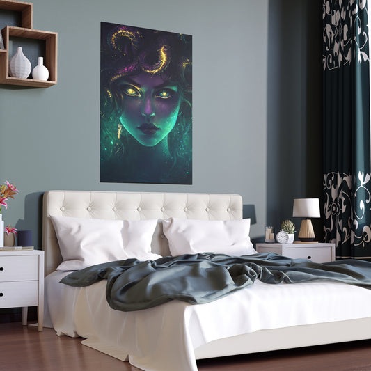 Cosmic Medusa Silk Poster - Premium Water-Resistant Gothic Wall Art