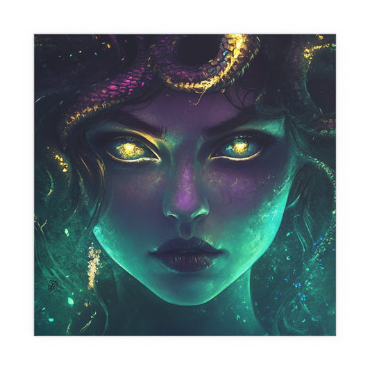 Cosmic Medusa Silk Poster - Premium Water-Resistant Gothic Wall Art