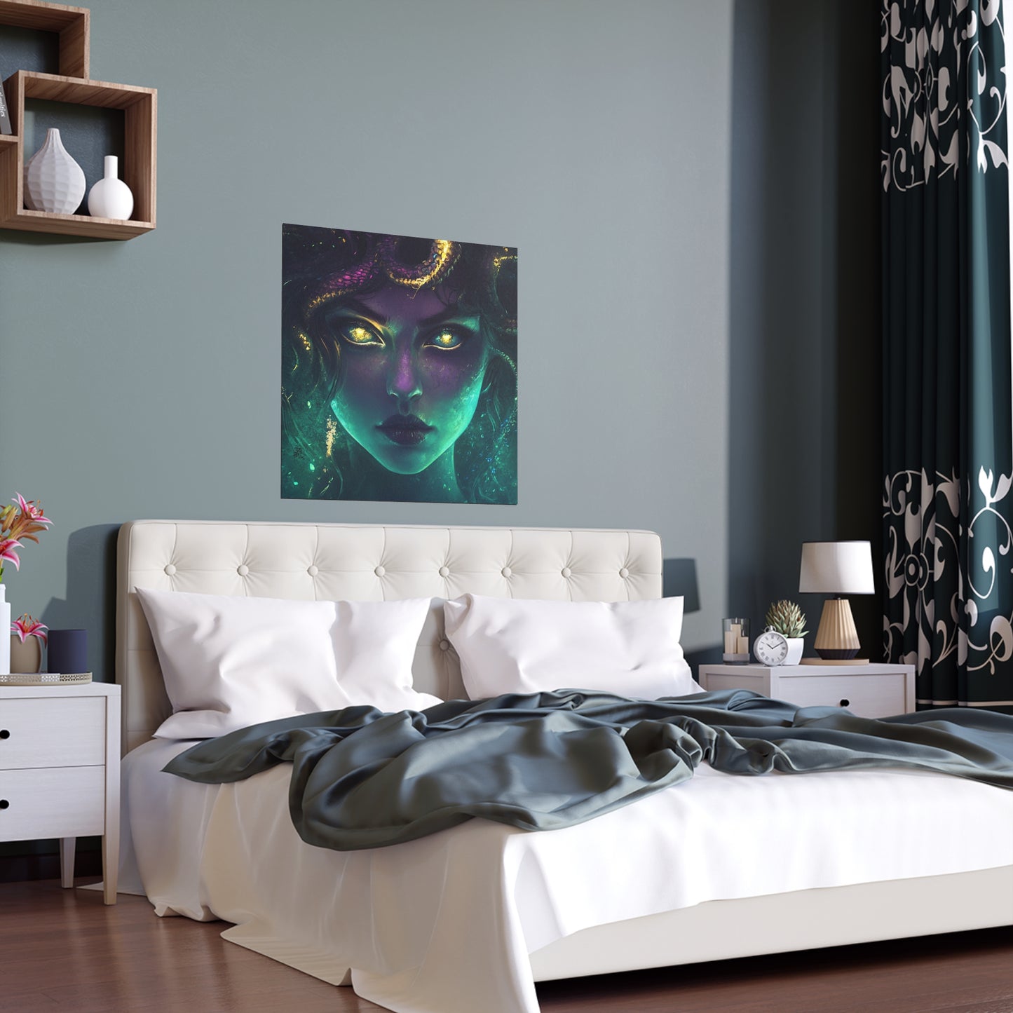 Cosmic Medusa Silk Poster - Premium Water-Resistant Gothic Wall Art