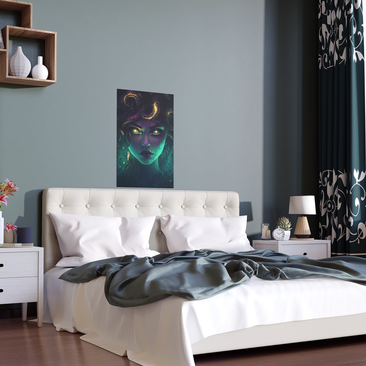 Cosmic Medusa Silk Poster - Premium Water-Resistant Gothic Wall Art