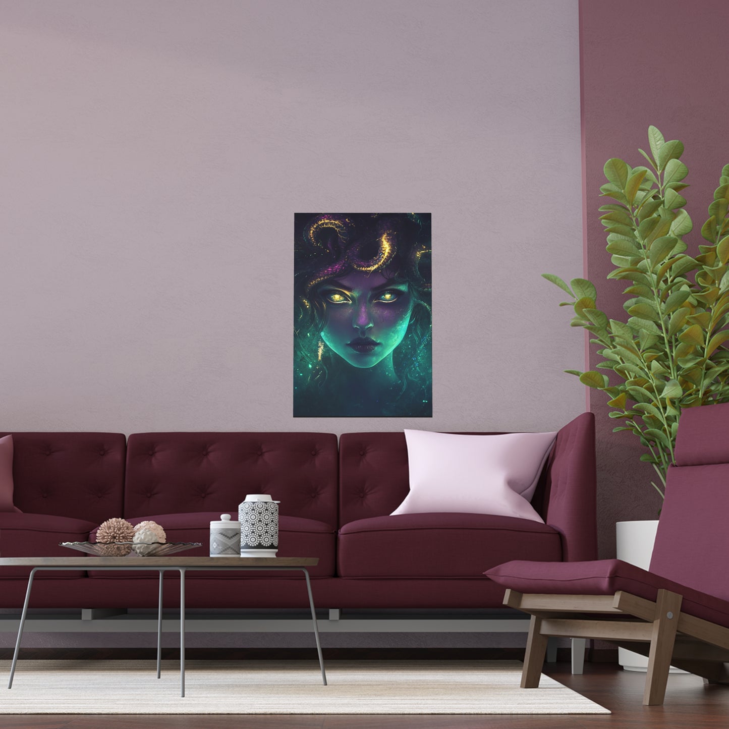 Cosmic Medusa Silk Poster - Premium Water-Resistant Gothic Wall Art